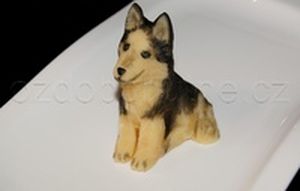 Pejsek Husky na dort z marcipanu nebo sušeného mléka s přírodními barvivy